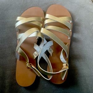 Gold J Crew Sandals. NWT/ NEVER WORN